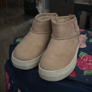 Beige Ankle Boots with White Soles